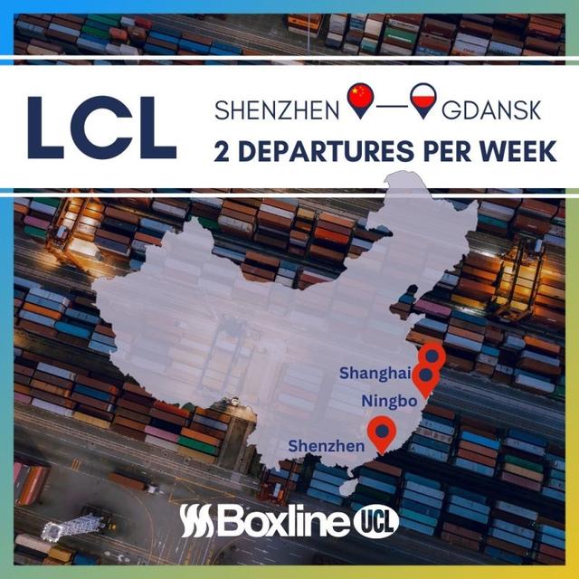 LCL from SHENZHEN to GDANSK 2 departures per week